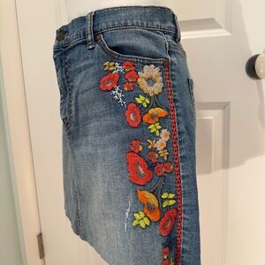 Johnny Was JWLA Indigo Embroidered Denim Jean Skirt sz 29